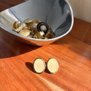 Studded Dangle Earrings Gold Tone Mid Century Retro Modernist Boho Pierced 1"